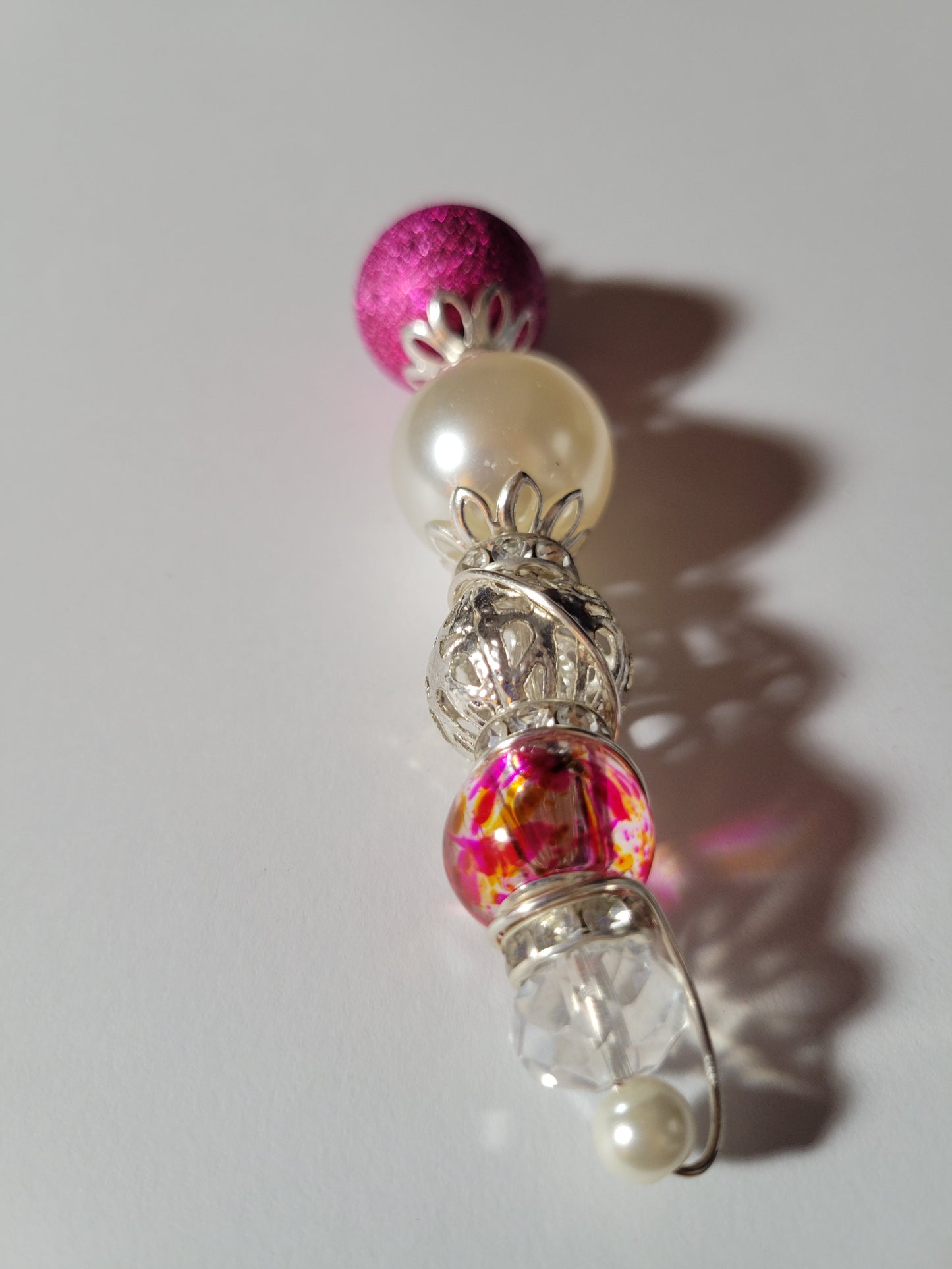Hot Pink Beaded Ornament 0361