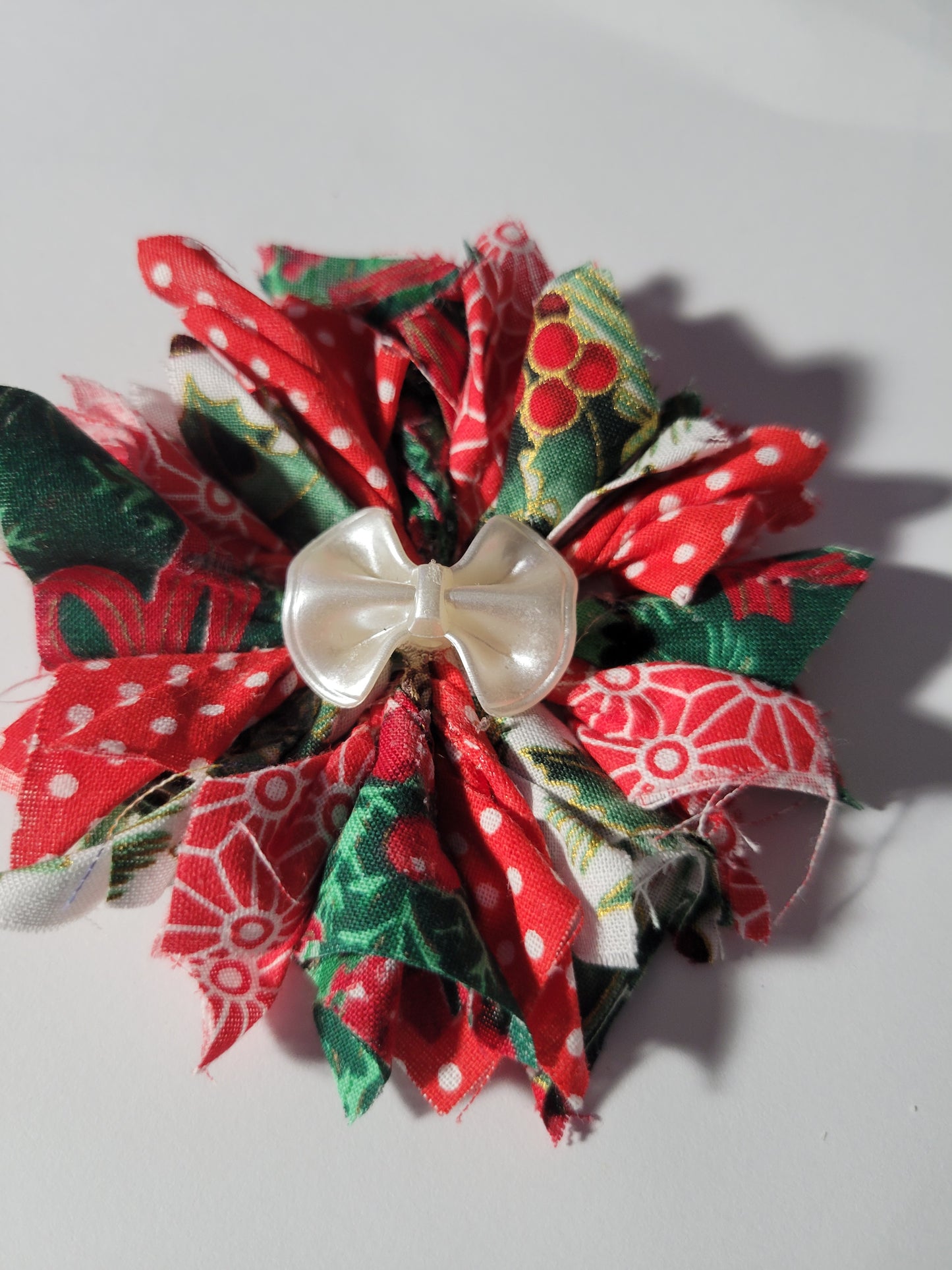 Christmas Bow Fabric Flower